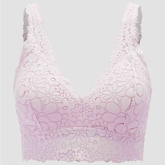 Luvlette Pink Lace Stretch Bra Large, Bralette Convertible - Picture 1 of 11